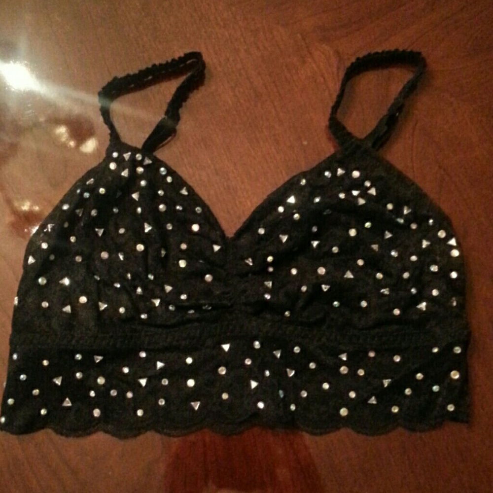 PINK Sequin Bandeau, Size Small, Black
